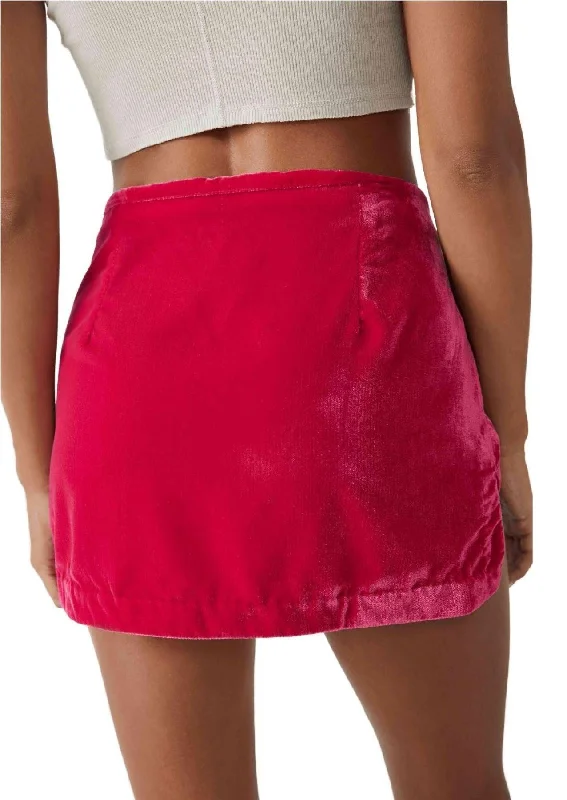 Annalise Velvet Mini Skirt in Pink Phenom