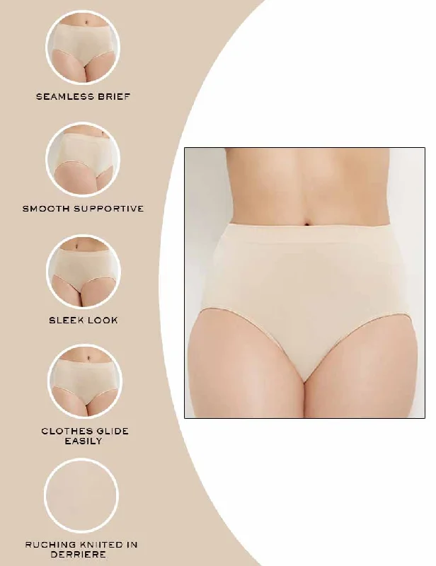 B-Smooth High Waist Full Coverage Everyday Wear Brief Panty - Beige