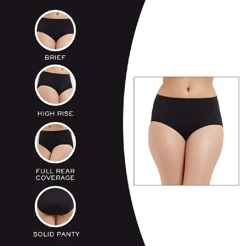 B-Smooth High Waist Full Coverage Everyday Wear Brief Panty - Black