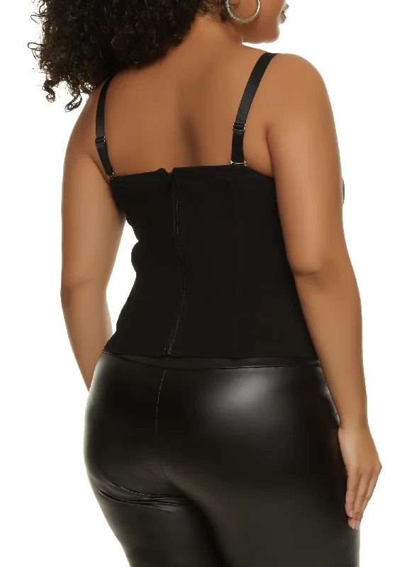 Plus Size Lace Up Front Convertible Bustier Top