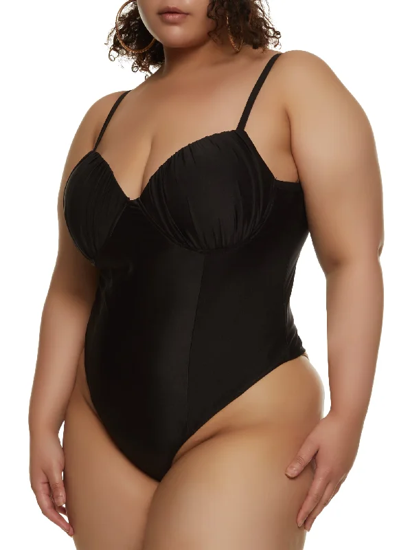 Plus Size Ruched Bustier Bodysuit