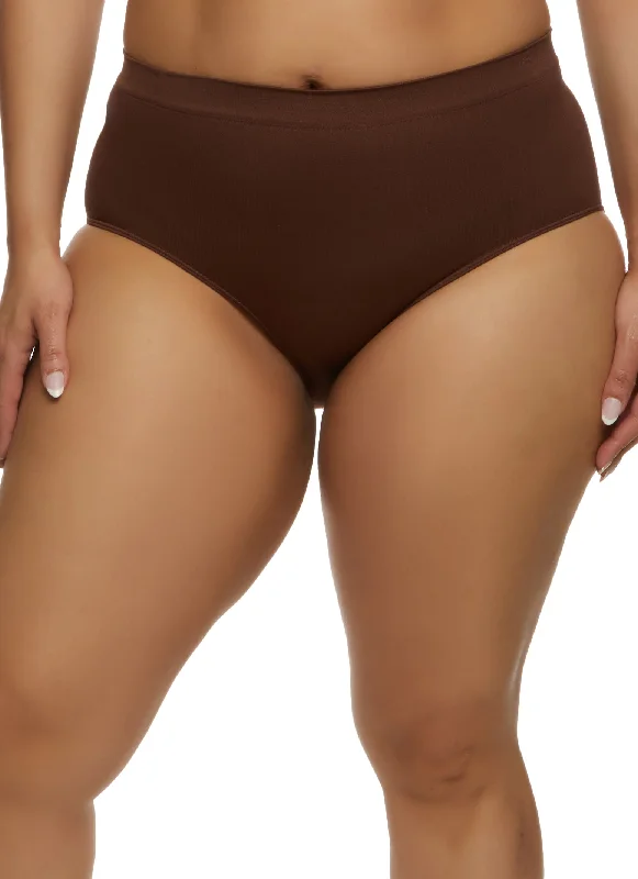 Plus Size Seamless Ribbed Bikini Panty