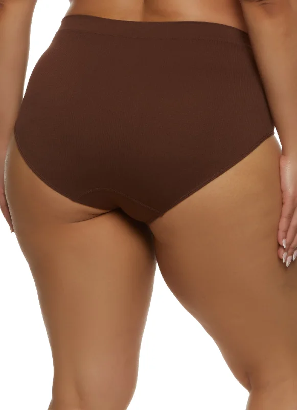 Plus Size Seamless Ribbed Bikini Panty