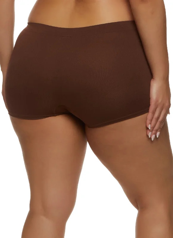 Plus Size Seamless Ribbed Boyshort Panty