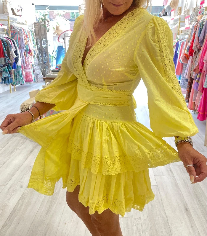 Mika Wrap Mini Dress in Lemonade