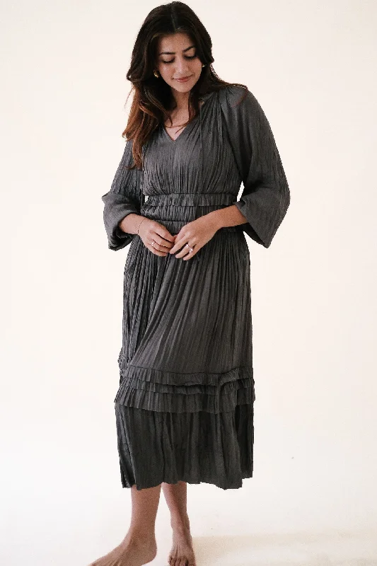 Current Air Leia Pleated Midi Dress (Grey)