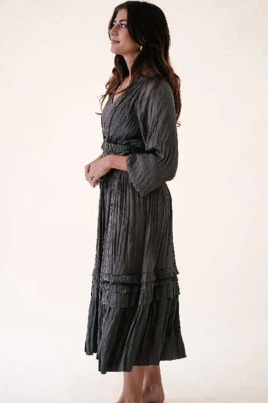 Current Air Leia Pleated Midi Dress (Grey)