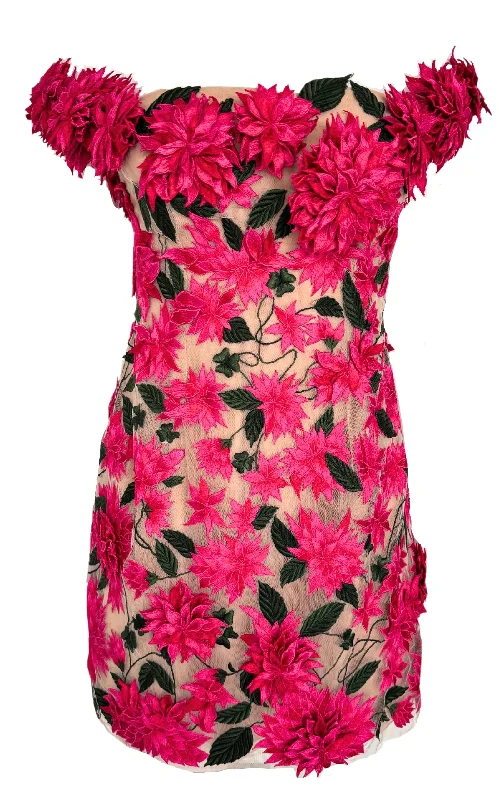 Dahlia Floral-appliqué Mini Dress