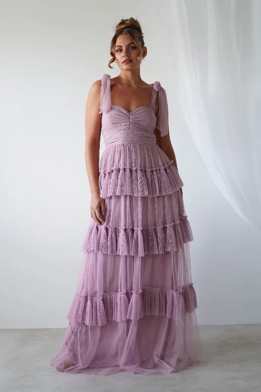 Darling Ruffle Tulle Maxi Dress | Mauve