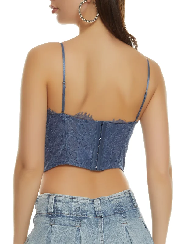 Floral Lace Hanky Hem Bustier Top