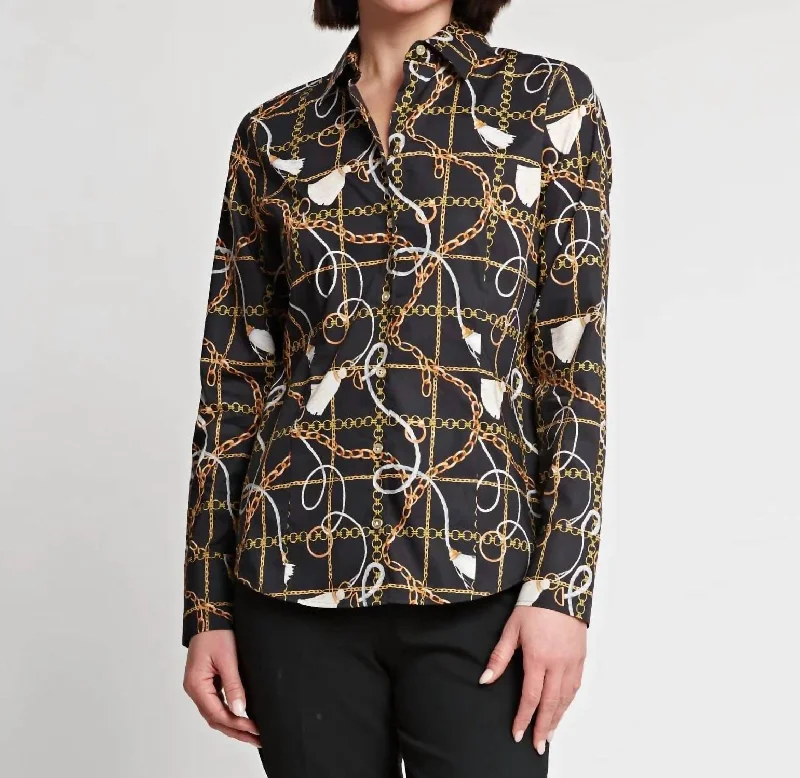 Diane Chain Motif Shirt In Black