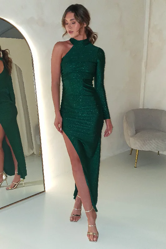 Emberlynn Glitter Bodycon Maxi Dress | Green