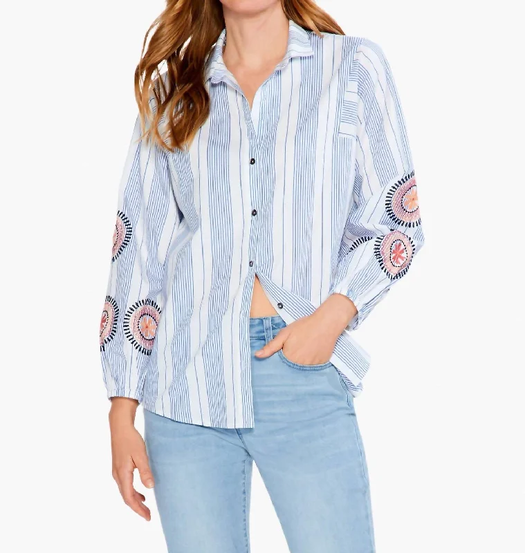 Embroidered Skies Shirt In Blue Multi