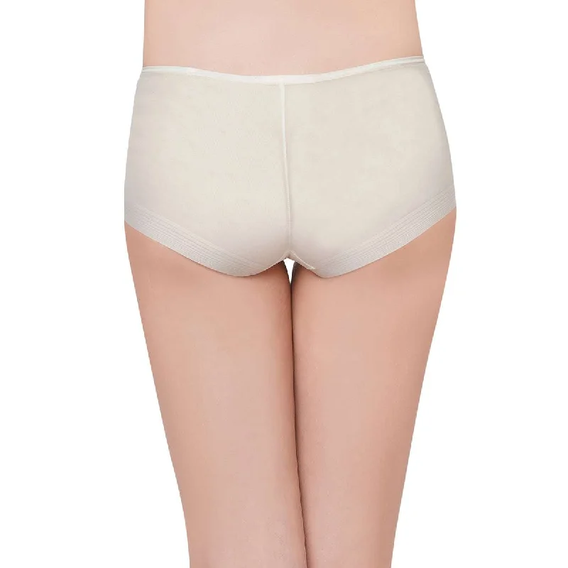 Feel Free Mid Waist Full Coverage Solid Boyleg Panty - Beige