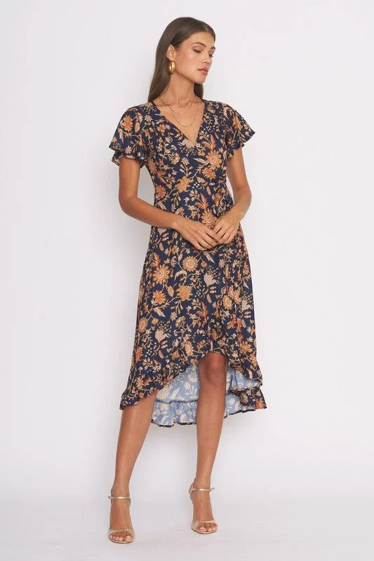 Flutter Sleeve Midi Wrap Dress - FINAL SALE