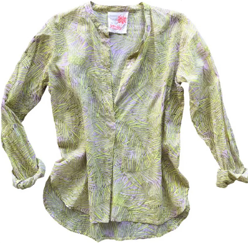 Frond Button Up Shirt In Yellow