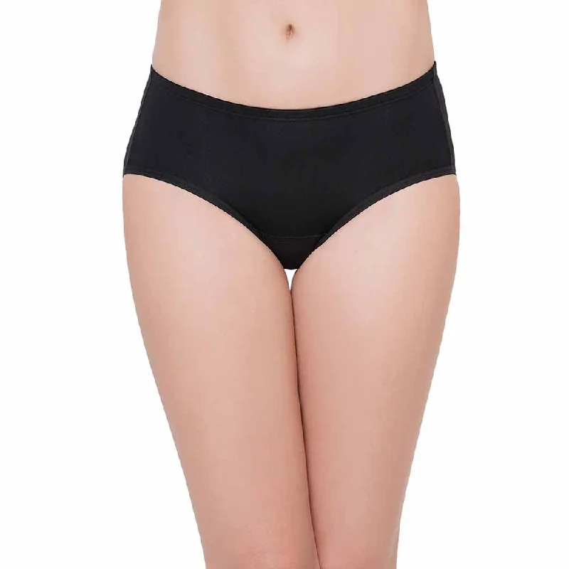 Hygieni Mid Waist Full Coverage Day Wear High Absorbency Period Panty - Black