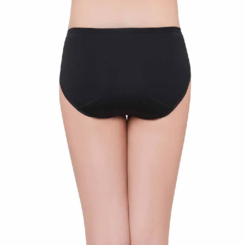 Hygieni Mid Waist Full Coverage Day Wear High Absorbency Period Panty - Black