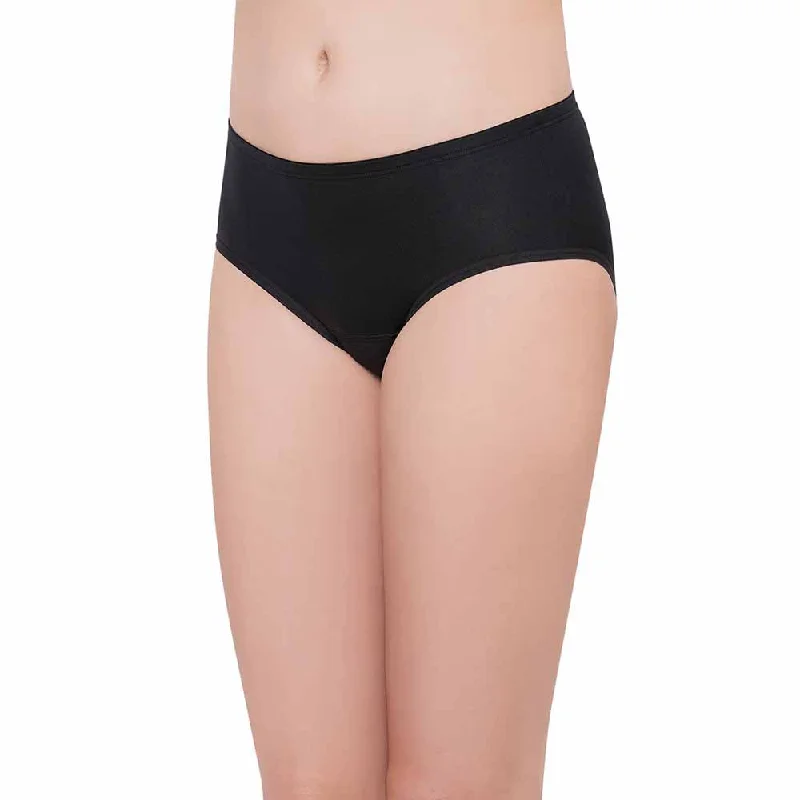 Hygieni Mid Waist Full Coverage Day Wear High Absorbency Period Panty - Black