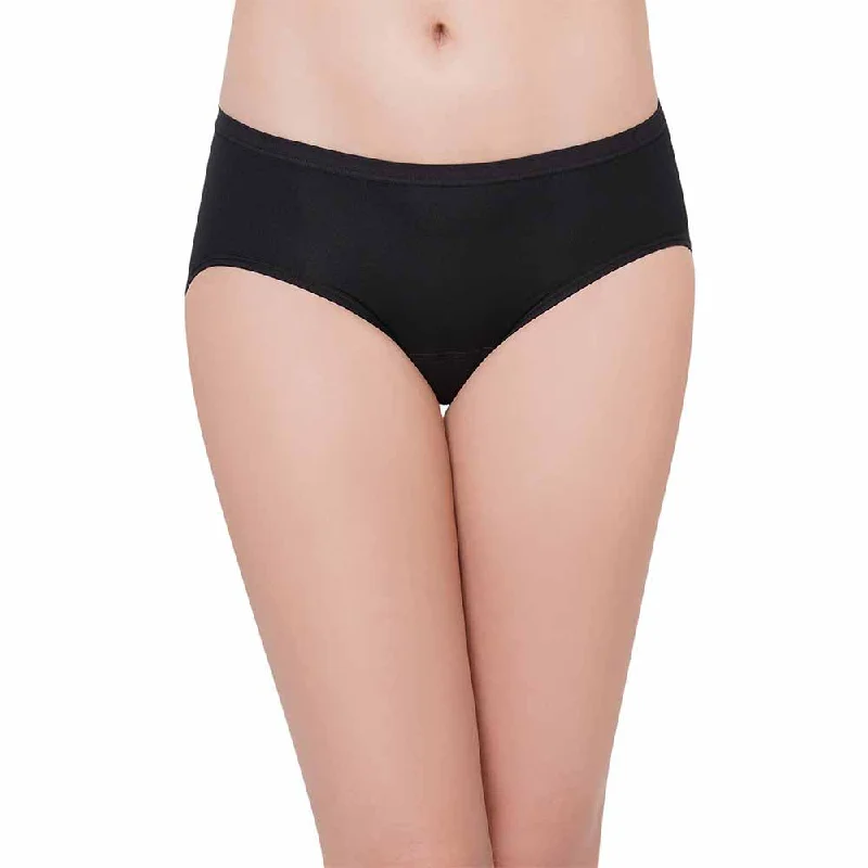 Hygieni Mid Waist Full Coverage Night Wear High Absorbency Period Panty - Black