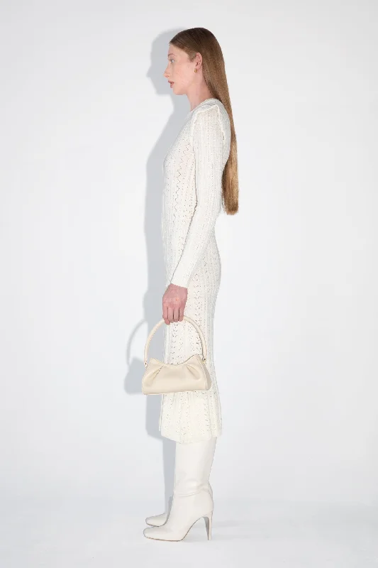 LONG POINTELLE KNIT DRESS