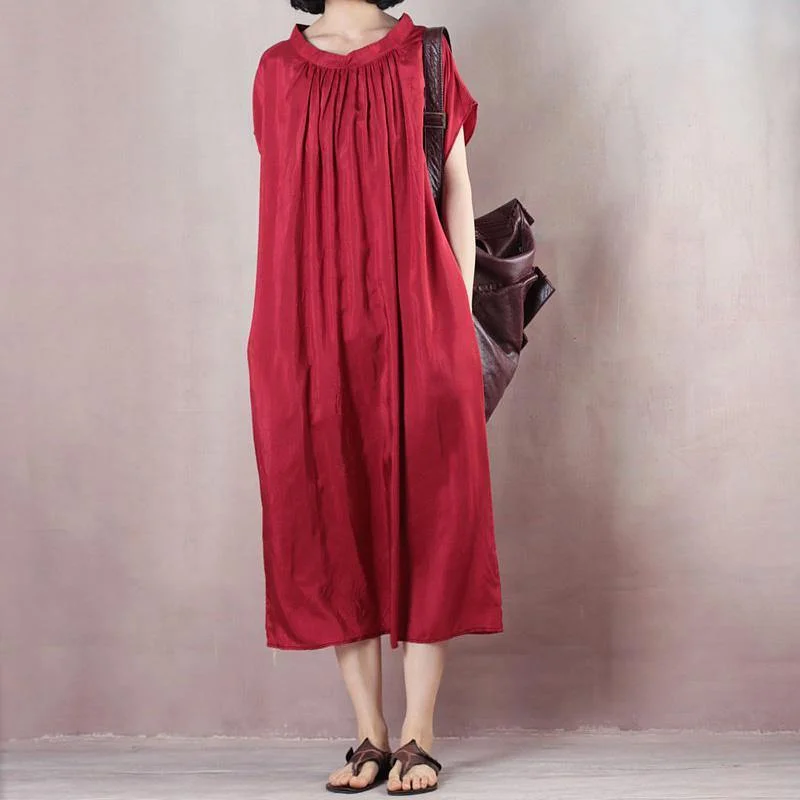 Loose red clothes Indian Tunic Tops o neck Kaftan Summer Dresses