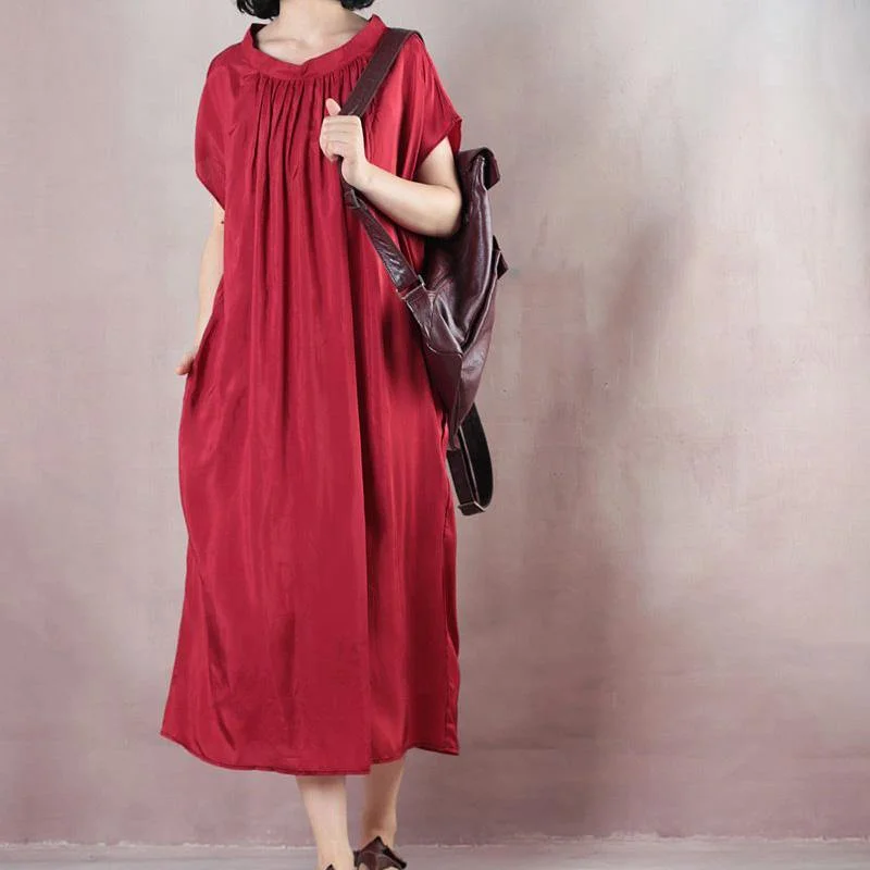 Loose red clothes Indian Tunic Tops o neck Kaftan Summer Dresses