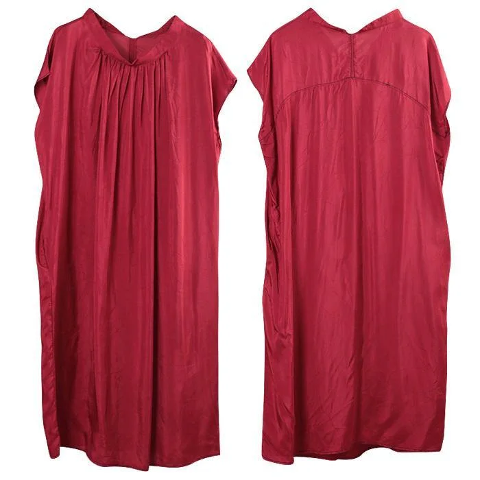 Loose red clothes Indian Tunic Tops o neck Kaftan Summer Dresses