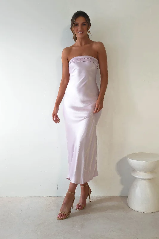 Lucia Soft Satin Slip Midi Dress | Pastel Pink