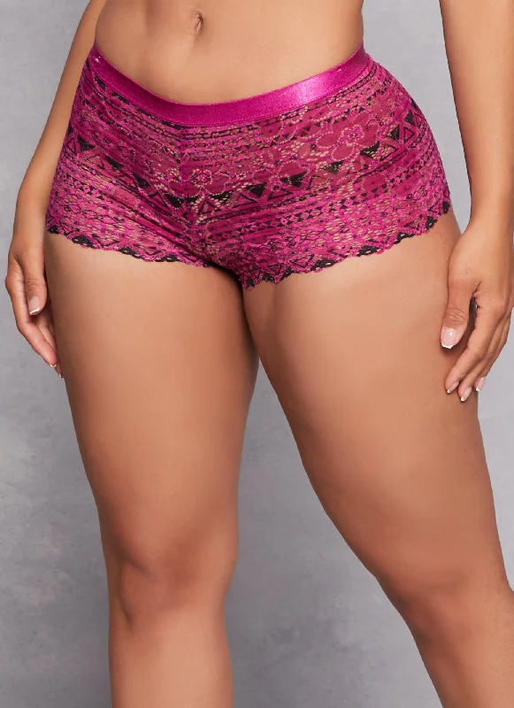 Aztec Floral Lace Boyshort Panty