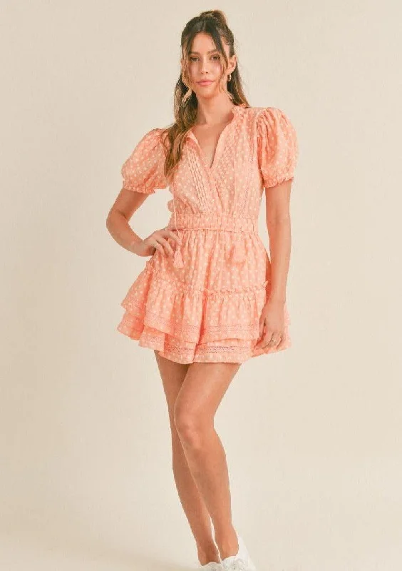 Mini Ruffled Tier Dress in Apricot