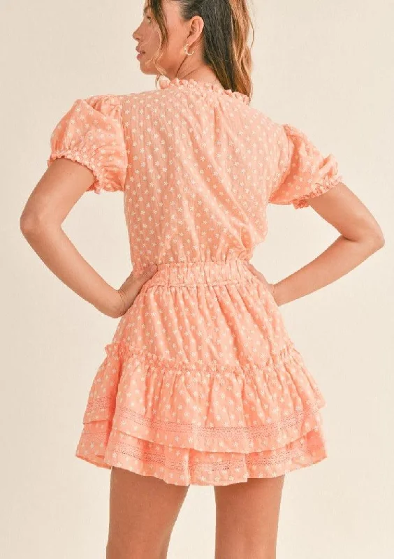 Mini Ruffled Tier Dress in Apricot