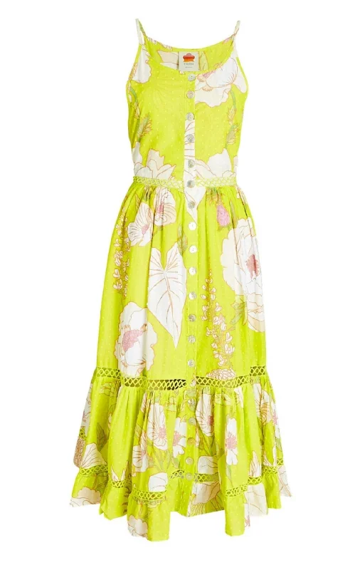 Neon Garden Cotton Midi Dress