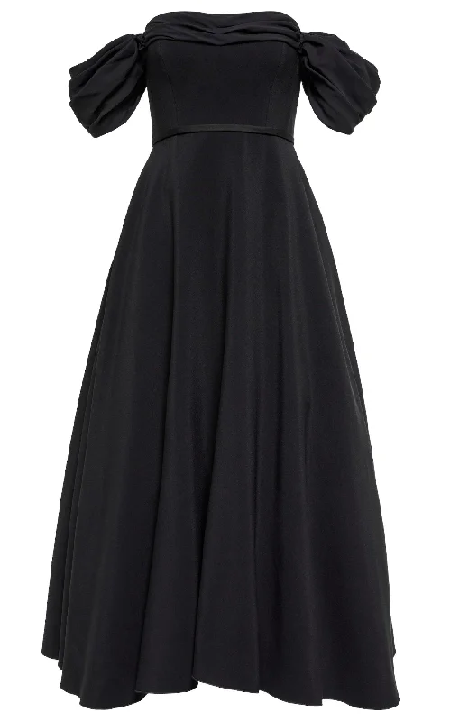 Off-shoulder Flared Midi Dress