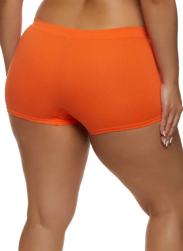 Plus Size Seamless Ribbed Boyshort Panty