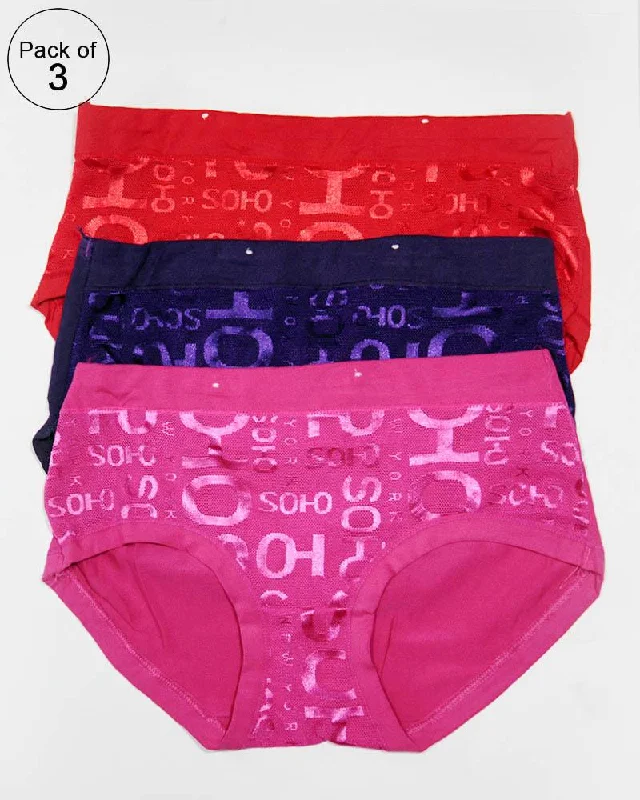 Pack of 3 Womens Fancy Panties – AF-123 – Mix Colors