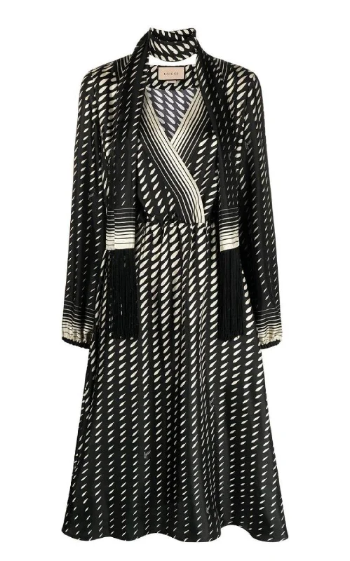 Printed Scarf Belted Wrap Dress