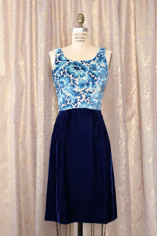 Regal Blue Chenille Cocktail Dress S