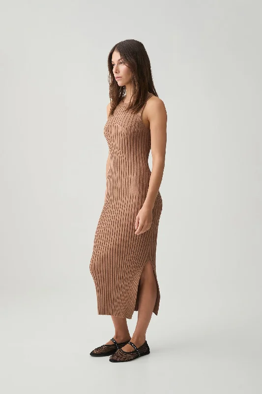 Rib Knit Hem Split Dress 816