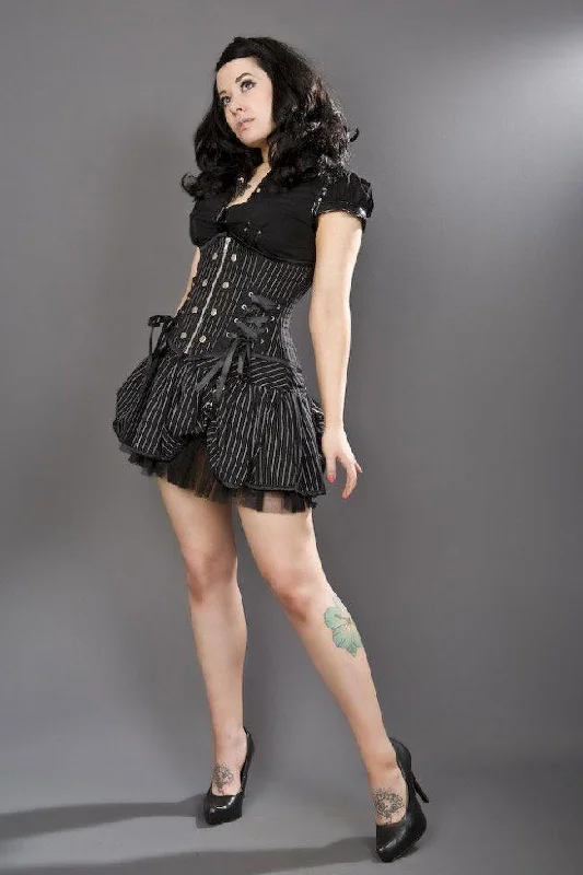 Rock Underbust Waist Cincher Corset In Pinstripe