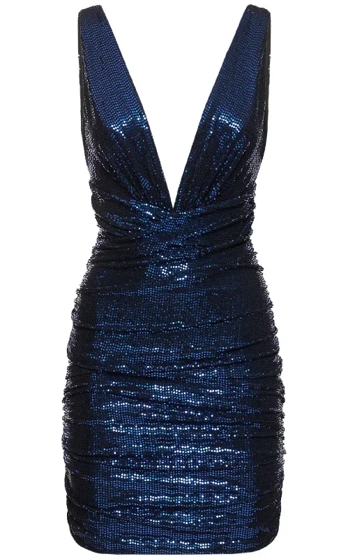 Sequinned V-neck Mini Dress