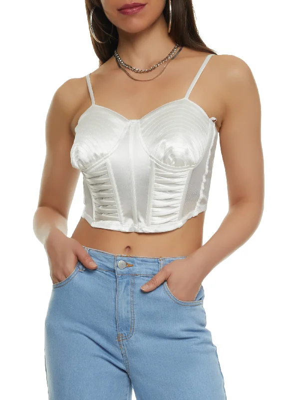 Mesh Detail Crop Bustier Top