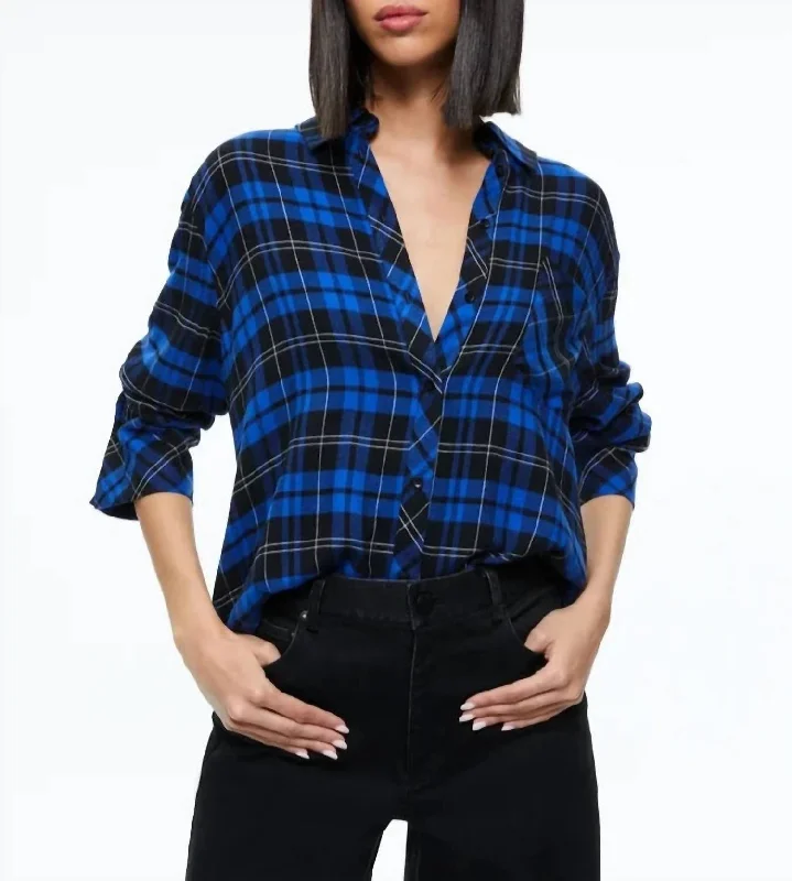 Women's Finley Flannel Button Down Shirt In Blue