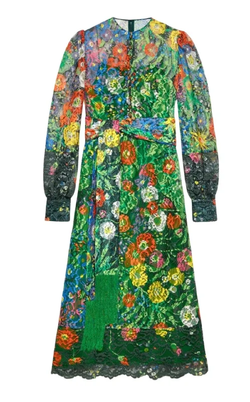 x Ken Scott Floral Print Lace Dress